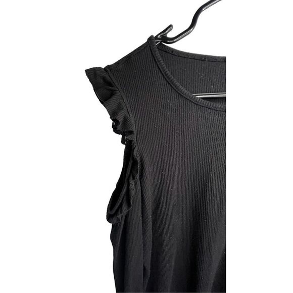 Forever 21 Black Long Sleeve Thermal T-Shirt With Open Shoulders - Picture 2 of 4